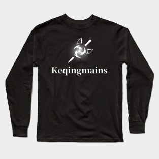 Keqing mains fan art for who mains Keqing with electro cat sword icon in white gift Long Sleeve T-Shirt